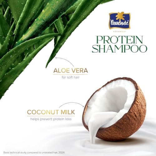 Parachute Advansed Protein Shampoo | with Coconut Milk and Aloe Vera | For up to 100% Damage Repair & up to 3X Softer Hair | Protein Lock Technology | Paraben-Free | For Men & Women | 1.2L 3