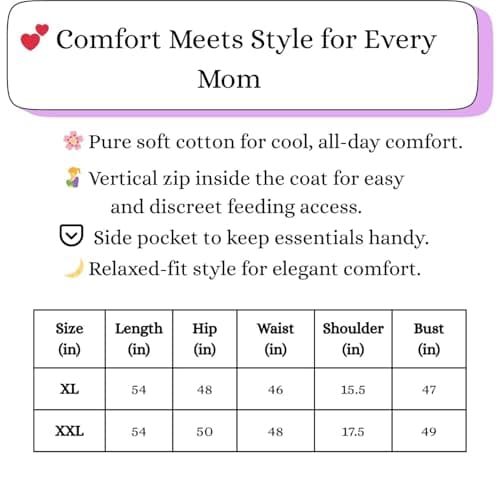 Pure Cotton Coat Model Feeding Nighty Women Full Length Maternity Gown (XL) Pink 5