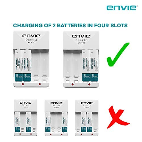 ENVIE® (ECR20+1000) Beetle Charger for AA & AAA Rechargeable Batteries with LED Light Indicator 3