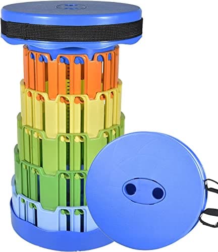 SOLDTRUE Upgraded-Portable Retractable Folding Stool, Collapsible Telescoping Foldable Camping Stool for Adults for Outdoor Fishing Hiking Gardening Travel BBQ (Rainbow)