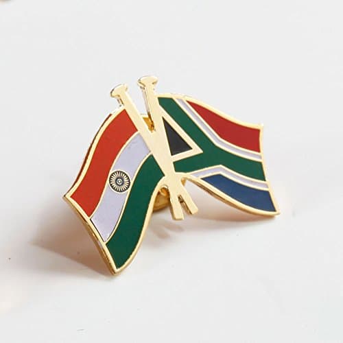 The Flag Shop India-South Africa Cross Flag Brass Lapel Pin/Brooch/Badge for Clothing Accessories