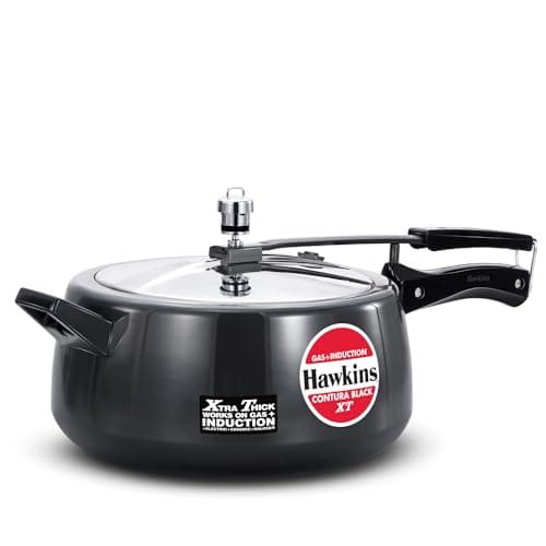 Hawkins 6.5 Litre Contura Black XT Pressure Cooker, Hard Anodised Inner Lid Cooker, Induction Cooker, Black (CXT65)