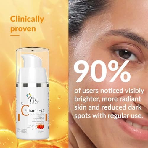Fixderma 25% Vitamin C Serum for Face, C" Enhance for Glowing Skin, Anti Aging Face Serum for Unisex Reduces Fine Lines, Wrinkles & Age Spots, Skin Brightening & Lightening for Face, 15ml 6