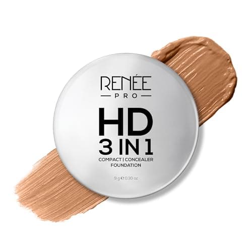 RENEE PRO HD 3 In 1 Compact - Sable 9 Gm, Works As Concealer, Foundation & Powder, SPF 20, Matte Finish, High Coverage, Ultralight & Silky Smooth Finish, Enriched With Vitamin E, C & Aloe Vera
