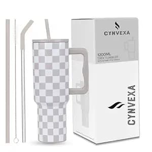 Tumbler with lid and Straw 1200ML Cup Stainless Steel Vacuum Insulated Tumbler for Water, Iced Tea or Coffee 1.2L Office Gym Travelling (40-Oz-Skin Checks)