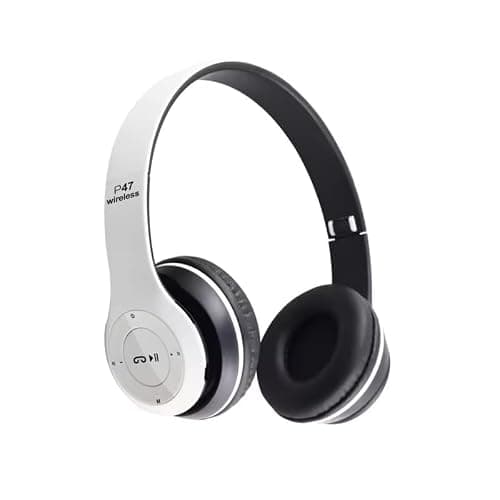 P47 Wireless Gaming Bluetooth Headphones Over Ear Enjoy 6 Hrs Playback (White)