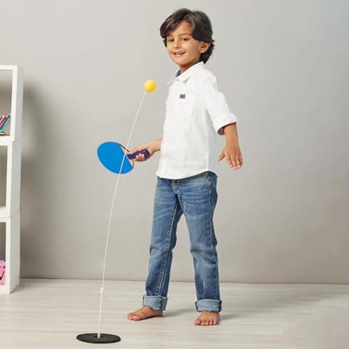 Amazon Brand - Jam & Honey Table Tennis Trainer for Kids & Teens 3+ Years, Indoor Outdoor Portable Ping Pong Practice Set with Paddles & Balls, BIS Certified Child Safe Sports Toy, Birthday Gift