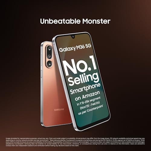 Samsung Galaxy M36 5G Mobile (Orange Haze, 6GB RAM, 128GB Storage) | Google Gemini| Gorilla Glass Victus+ | 7.7mm | AI Enhanced 50MP OIS Triple Camera | Nightography| Lag-free Gaming | Without Charger 2