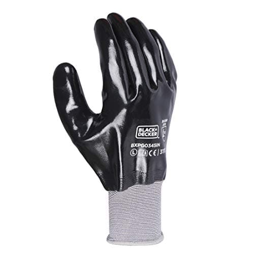 BLACK+DECKER Supported Safety Hand Gloves with 18 Gauge Nylon Liner & Fully Coated | Safety Gloves for Mechanical Risk & Multipurpose Use | Size-L | BXPG0345IN-L 3