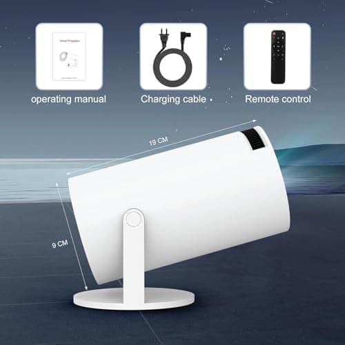 Portable Smart Mini Projector, 4K 1080P Full HD Projector Supports Netflix, Prime and YouTube Etc. WiFi 5G, BT-5.0, Cinema Projector 180° Android 11, Compatible with TV Stick/Windows/iOS/Android 5