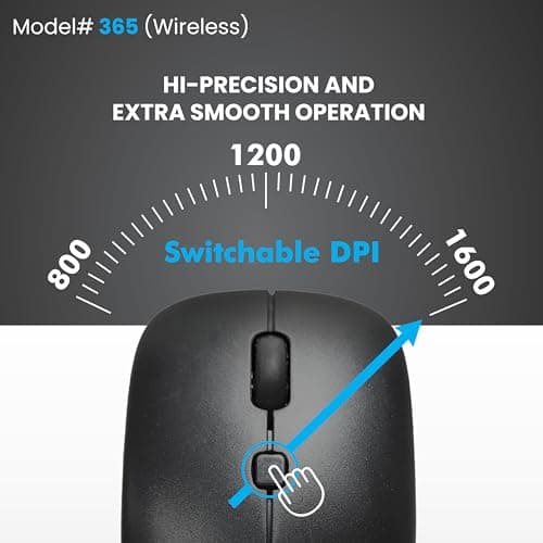 ProDot Plug & Play Ergonomic Wireless Mouse I Adjustable DPI Optical Sensor 1000-1600 I 5M Key Press Life & Clickable Scroll Wheel I 2 Year Warranty I Compatible with Windows, iOS, Linux 3