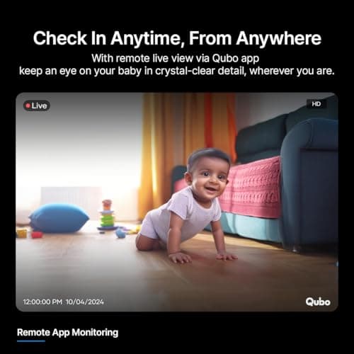 Qubo Smart 360° 3MP [2K] Baby Monitor by Hero Group | Indoor CCTV Cam | STQC Certified | AI Smart Motion Tracking | App Alerts | Color Night Vision | Cloud & SD Card Storage | Made in India 5