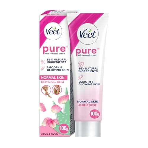 Veet Pure Hair Removal Cream for Women For Normal Skin - 100g | Suitable for Legs, Underarms, BikinI, Arms | Long Lasting Smoothness | Derma Tested