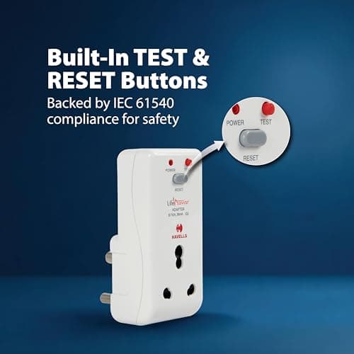 Havells 16 Amp 30mA PRCD Adaptor (White) - Plastic Body, Auto-Trip Safety for Appliances - Smart and Enhanced Protection Against Electrical Shock,Requires 16A MCB/Fuse Backup,Per IEC 61540 Guidelines 5