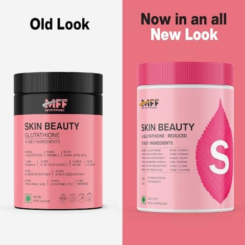 MyFitFuel Skin Beauty Glutathione Reduced (60 Capsules) with Lycopene, Vitamin C & E, Hyaluronic Acid, Biotin &more. For Men & Women Hydrated, Brightening, Radiant Skin. For Reducing Melanin & Glowing 2