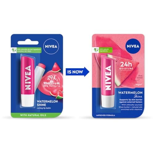 NIVEA Watermelon Shine 4.8g Lip Balm|24 H Melt in Moisture Formula|Natural Oils|Glossy Finish,4.8 g (Pack of 1) 3