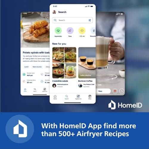 PHILIPS Air Fryer HD9200/90, uses up to 90% less fat, 1400W, 4.1 Liter, with Rapid Air Technology (Black), Large 6