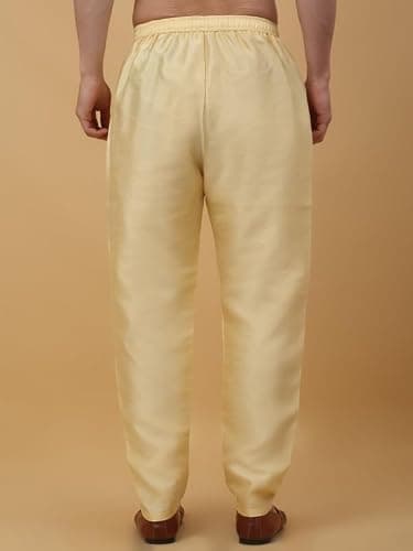 KRAFT INDIA Men's Silk Blend Beige Elastic Waistband Churidar For Kurta, Size- XX-Large 2