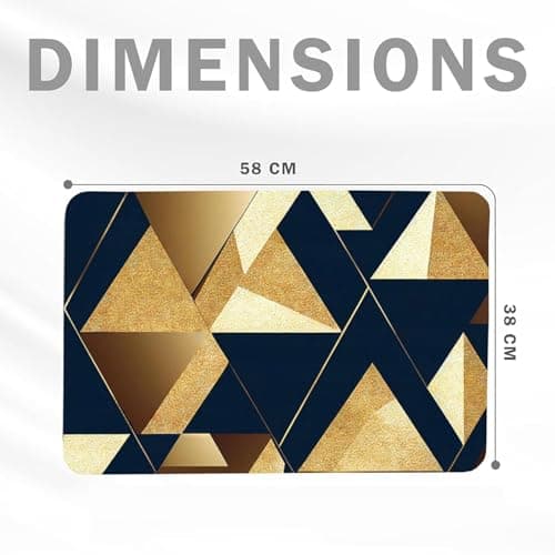 Yellow Weaves 3D Patterned Anti Slip Water Soaking Floor Mat, Water Absorbent Non Slip Bath Mat, Quick Dry Mat for Bathroom, Door Mat for Home, Kitchen, Office, Kitchen, Geometric Gold (Pack of 1) 2