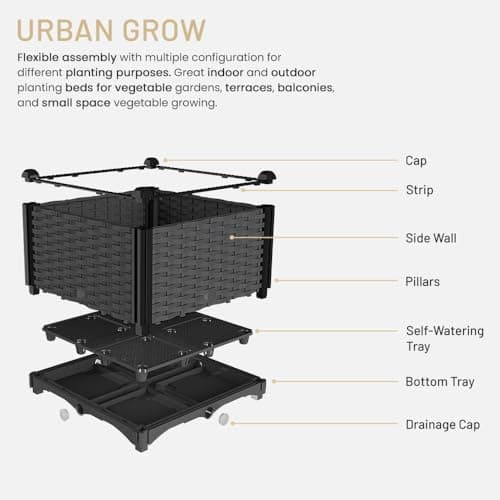 YUCCABE ITALIA Raised Garden Beds Indoor Outdoor Large Plastic Elevated Planter Boxes with Legs and Drainage Holes for Vegetables, Flowers, Herbs, Tomatoes Heat & Frost Resistant for Patio/Balcony 4