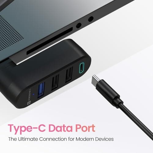 Portronics MPort Spin 4-in-1 USB Hub Dock with Type-C, USB 3.0 SuperSpeed, Rotating USB Plug, 2-Port USB 2.0 High-Speed, for Laptop, PC (Black) 5