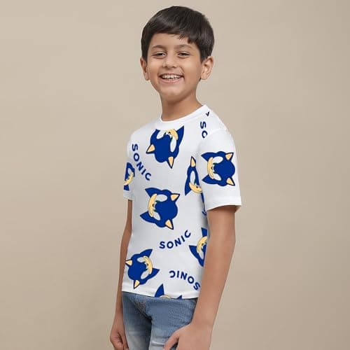 Kidsville Official Sonic Graphic Printed Regular Fit Tshirt for Boys White 3