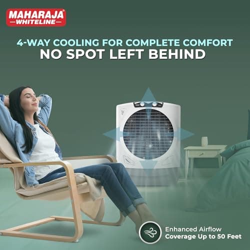 Maharaja Whiteline Rambo Grey Desert Air Cooler | 65 Lt Water Tank | Inverter Compatible | Wood Wool Pads | Anti-Bacterial tank | Dry Run protected submersible pump |720x730x890 mm | 2 Yr Warranty 4