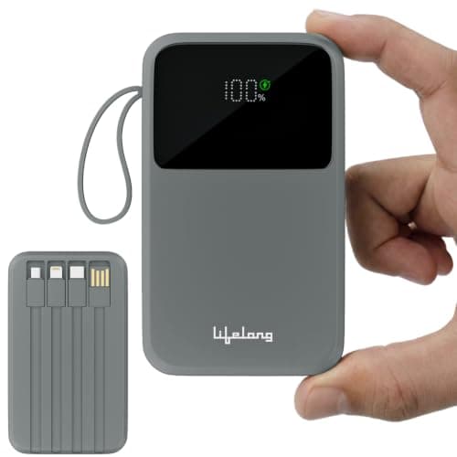 Lifelong Electronics 20000mAh 22.5W Fast Charging Power Bank | 3 Inputs (1 Built-in USB A Cable + 1 C + 1 Lightning Port) & 6 Outputs (3 Built-in Cables + 1 C + 2 A Port) | Small Pocket Size Powerbank
