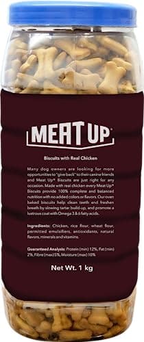 Meat Up Dog Treats Biscuits 2kg (2x1kg) | Real Chicken Flavour | Remove Plaque & Tartar Build-up | Vitamins & Minerals | Promotes Lustrous Coat 2