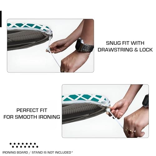 Finiky ThermoGuard Ironing Board Cover|Reusable & Washable Ironing Board Cover for Iron & Steam Press, Size- (73x34) cm, (Teal) 4