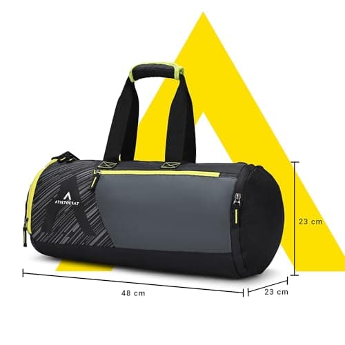 Aristocrat Beast Polyester 48cm Gym Duffle Bag for Men and Women with Multiple Pockets and Separate Shoe Compartment for Travel, Sports and Workouts (Black) 3