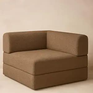 PUM PUM Premium Bouclé Fabric Sofa Cum Bed | Foldable Floor Sofa with Backrest | Convertible Single Bed | Space-Saving Furniture for Living Room & Bedroom