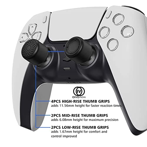 OIVO INDIA 8Pcs Black Silicone FPS Thumb Grip Set (Compatible with PS5,PS4,Nintendo Switch Pro) 2