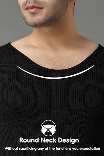 FF Winterwear Thermal Vest for Men, Long Sleevs Upper Innerwear Warmer Round Nack Vest for Winters Size - L (Color - Black) 4