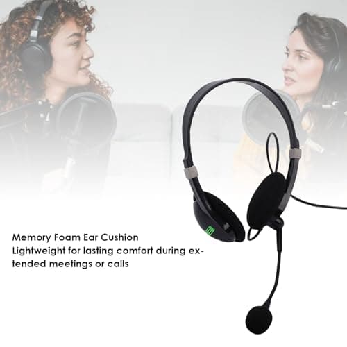 Wisoqu USB Headset with Microphone, Noise Canceling Headset 40mm HD Stereo Wired Headphones for PC Computer Laptop, with in Line Control and Memory Foam Ear Cushion 2