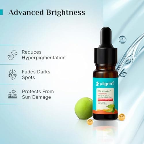 Pilgrim 15% Vitamin C Serum 10ml for Glowing Skin with Ferulic Acid & Kakadu Plum | Advanced Dark Spot Corrector, Hyperpigmentation & Brightening Face Serum | For All, Combination, Normal Skin 3