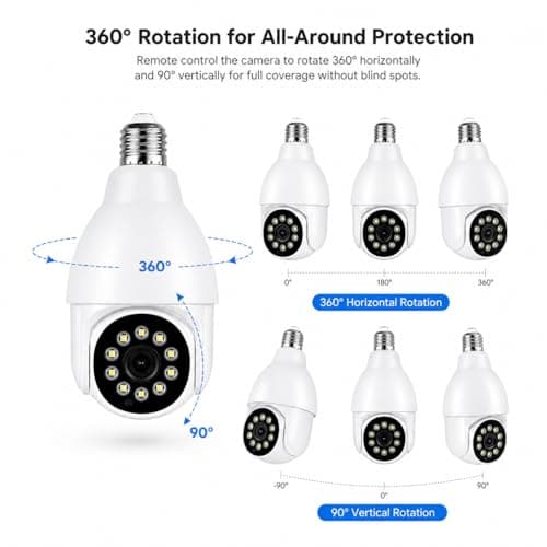 JB Supar 4Mp WiFi Bulb CCTV Camera for Home Security | 360° Rotation | Color Night Vision | Motion Detection Two-Way Audio | Wireless Light Bulb Camera with Mobile App V380 Pro (Heavy Light Camera) 5