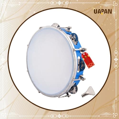 UAPAN Dafli Musical Instrument Dafli/Tambourine 10 inch Hand Percussion Musical Instrument (Blue tambourine) 6
