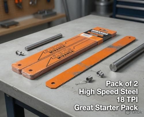 MIRANDA High Speed Steel Hand Hacksaw Blade 12 inch x 1/2 inch x 0.025 inch 18 TPI Orange Pack of 2 for Metal and Plastic Cutting 3