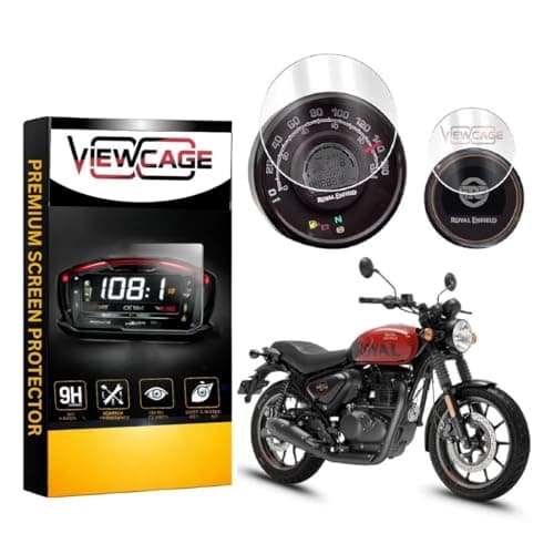 Viewcage Tempered Glass Screen Protector compatible with METEOR 350 / HUNTER 350 / SCRAM 411, 9H Hardness, Scratch Resistant, Waterproof, Glossy Finish, Transparent (Pack of 1)