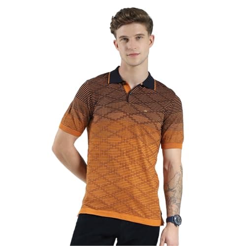 Monte Carlo Men's Regular Fit Self Designed Polo T-Shirt | Half Sleeve | Collared Neck | Casual Wear T Shirt for Men's Brown 3XL (Pack of 1)