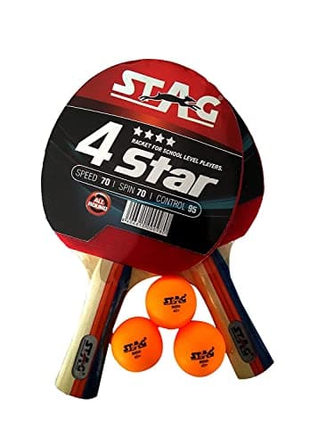Stag Iconic 4 Star Professional Table Tennis (T.T) Playset - Table Tennis Rackets and T.T Balls