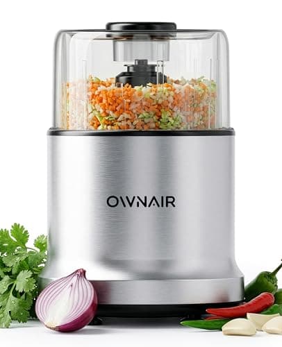 Ownair Chopper Electric for Kitchen — 800W Pure Electric Copper Motor, 300ml Vegetable Chopper with Stainless Steel Blades, Safety Lock, Transparent Lid — Compact Kitchen Food Processor