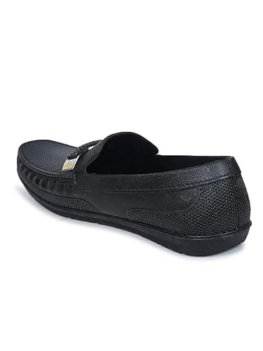 AJANTA Men's Slip-on PVC Loafer | Water Proof & Rain Shoes | Anti Skid Outsole for Firm Grip | Lightweight & Comfortable Formal Moccasins for Office & Party Black 4