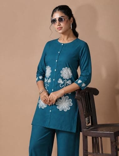 SattvaVibe Women's Co Ord Set l Kurta Sets for Women |Kurta Sets| Printed Kurta with Pant l Stylish Pocket & 3/4 Sleeve Women Co-ord Set (Avaiable in Plus size) 4