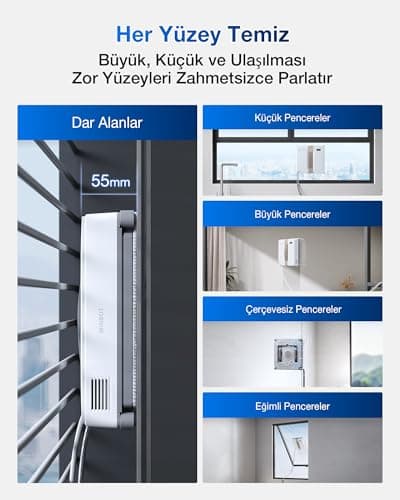 ECOVACS WINBOT Window Cleaning Robot - Compact Design, Dual Nozzles with Ultrasonic Spray, 9-Stage Protection System, Intelligent Path Planning, 3 Cleaning Modes, Anti-Slipping System 2