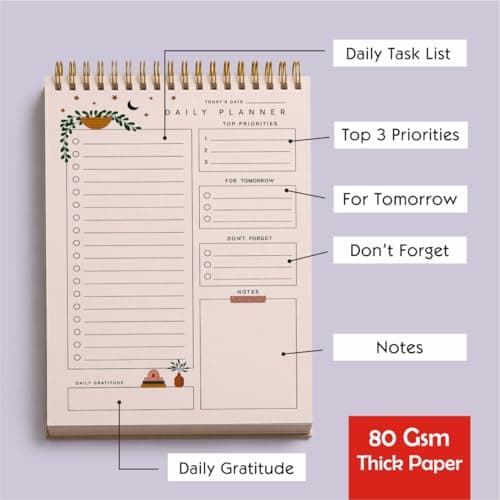 Zaslan To Do List Notepad - Daily Planner Notepad Undated 54 Sheets/108 Pages Tear Off, 6.5" x 9.5" | Planning Memo Pad | Checklist Productivity Note Pad (Moon) 4