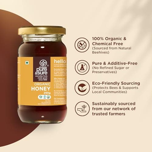 Pure & Sure Organic Honey 250G | 100% Raw & Natural | Organic Certified | Unprocessed & Non-Pasteurized | Rich in Anti-Oxidents & Amino Acids | No Sugar, No Adulterated 5