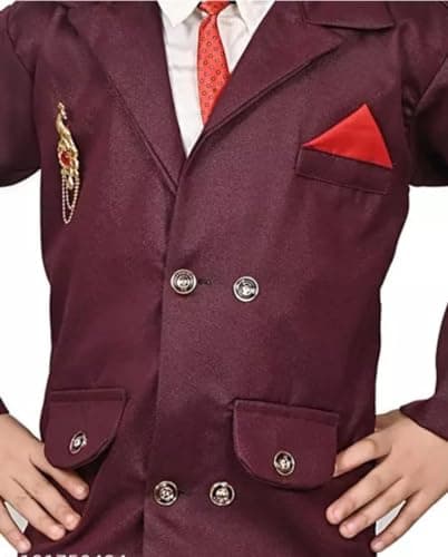 Akshita Trading Boys Festive & Party, Wedding, Formal Blazer, Shirt and Trouser Set (3-4 Years, Maroon) 3