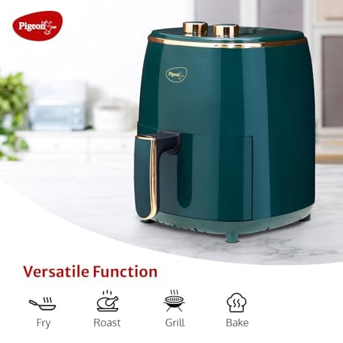 Pigeon Healthifry Manual Air Fryer, 360° High Speed Air Circulation Technology 1200 W With Non-Stick 4.2 liter Basket- Green 4